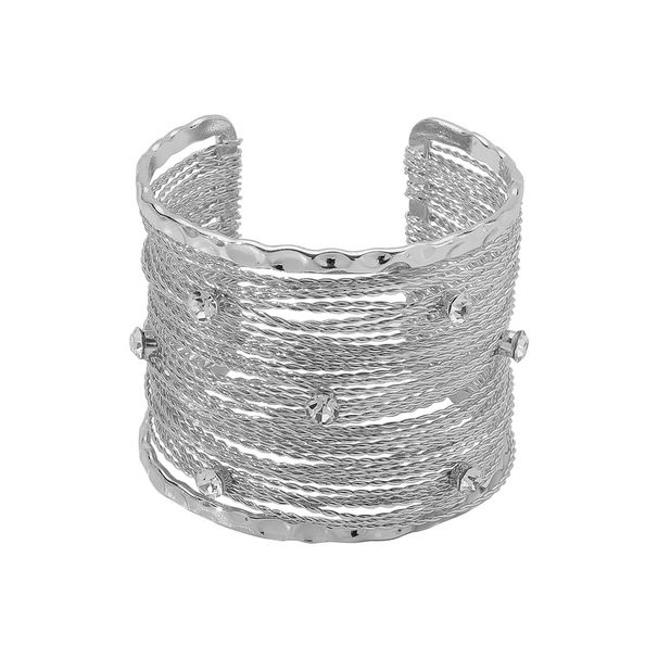 B2580 Premium Sweet Cool Punk Style Wide Edition Metal Brushed Line Open Bracelet for Women_ipsvogv.com