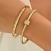 2pcs/set Stainless Steel Set With Dia Nails Small Waist Four Leaf Clover Bracelet Gold Bangles_ipsvogv.com