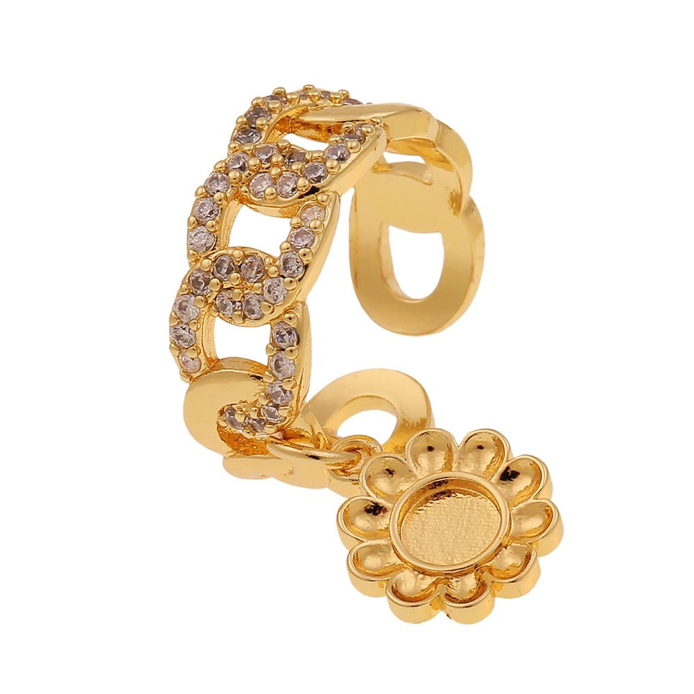 Geometric Hand Jewelry Creative Personality Cuban Chain Ring Lock Flower Design Accessory Opening Adjustable New_ipsvogv.com