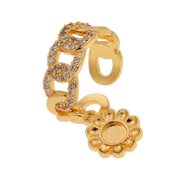 Geometric Hand Jewelry Creative Personality Cuban Chain Ring Lock Flower Design Accessory Opening Adjustable New_ipsvogv.com