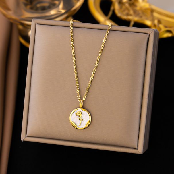 Exquisite And Gentle Temperament, White Glazed Rose Round Necklace, Collarbone Chain, Women's Niche Design_ipsvogv.com