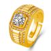 Plated Dominant Full Business Men's Ring, Color-Retaining Double Row Inlaid Diamond Engagement Ring_ipsvogv.com