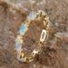 Cao Shi SHEIN Bride's Small Oval White Fire Protein Stone Stacked Ring Full Circle Design_ipsvogv.com