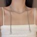 Silver White Double Layer Lace Wrapped Necklace Minimalist Style Long Layered Pearl Simple Clavicle Chain_ipsvogv.com