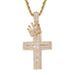 Full Diamond Hip-Hop Style Micro-Inlaid Zircon Crown Cross Pendant Trendy American Necklace Clavicle Chain_ipsvogv.com