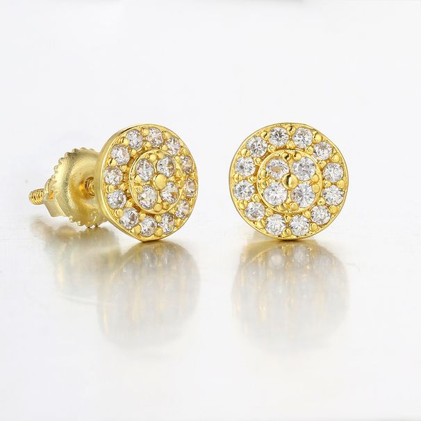 Personalized round full diamond for men with micro inlaid zircon thread and hip-hop earrings_ipsvogv.com