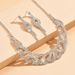 Bridal Jewelry Set - Silver Diamond Necklace & Earrings (Wedding Dress Accessories, Wholesale Elegant Bridal Decor)_ipsvogv.com