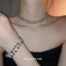 Diamond Inlaid Square Bracelet Necklace Earring Set, Niche, Light Luxury, High-end Sense, Collarbone Chain Temperament,_ipsvogv.com