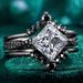 Sanjie Gun Black Three Piece Women's Ring With Square Zircon Sparkling Couple Set_ipsvogv.com