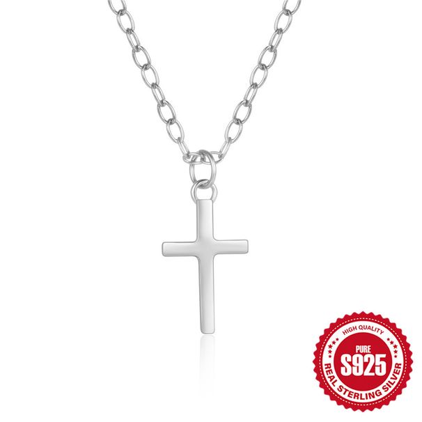 Women's Jewelry 925 Sterling Silver Smooth Cross Clavicle Necklace Fashion Minimalist Ins Style Wear Clavicle Chain_ipsvogv.com