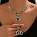 2025 Bride Wedding Banquet Full Diamond Flower Water Drop Set New Necklace Jewelry_ipsvogv.com