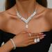 Women’s Jewelry Set Fashion Wedding Jewelry Necklace Earrings Bracelet Ring Jewelry Set Luxury Rhinestone Bridal Necklace_ipsvogv.com