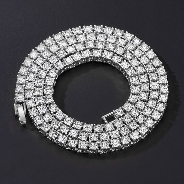 Hip hop tennis men's alloy rhinestone Cuban jewelry simple single row collarbone chain ins style necklace women_ipsvogv.com