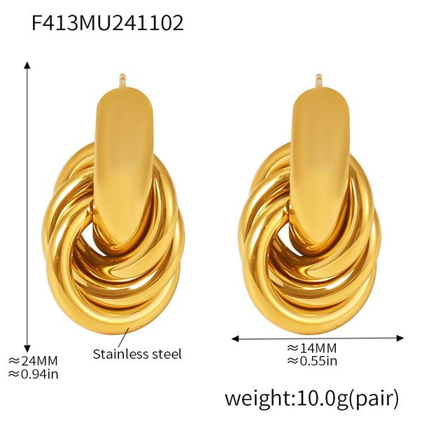 Women's Jewelry Fashion Simple Circle Line Winding Earrings Design Light Luxury Stainless Steel Plated With K Real Gold_ipsvogv.com