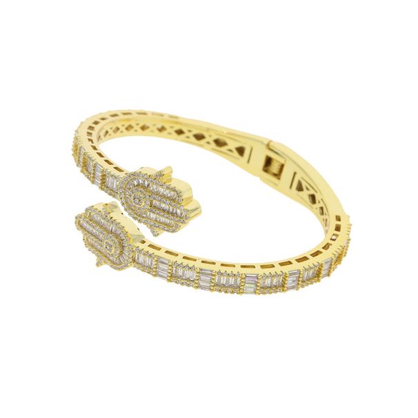 Unisex Jewelry Fashion New Open Bracelet Inlaid Zircon Palm Hamsa Shape Men And Women Hip Hop Bracelet Jewelry_ipsvogv.com