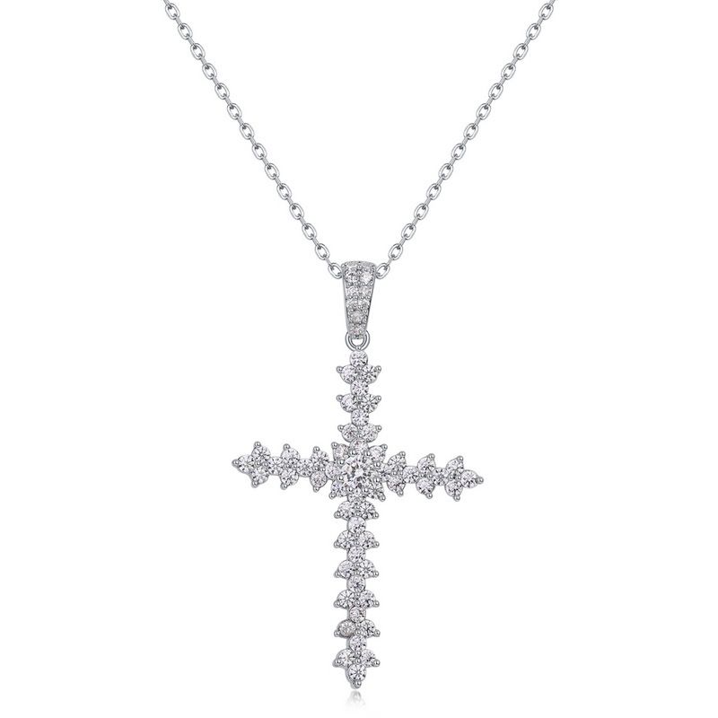 Cross Pendant Men And Women S925 Silver Moissanite Clavicle Chain Fashion Hip Hop Trend_ipsvogv.com