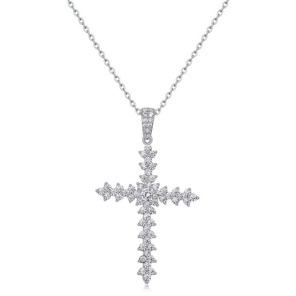 Cross Pendant Men And Women S925 Silver Moissanite Clavicle Chain Fashion Hip Hop Trend_ipsvogv.com
