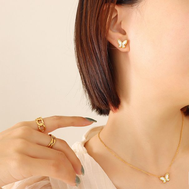 Wholesale Retro Titanium Steel Shell Earrings Necklace_ipsvogv.com