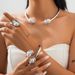 Minimalist Geometric Open Choker French Baroque Irregular Pearl Necklace Earrings Ring Set_ipsvogv.com