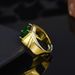 Four Clawed Emerald Domineering Men's Fashionable Square Diamond Inlaid Green Ring_ipsvogv.com