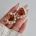 Women’s Jewelry Set Fashion Retro Real Gold Electroplated INS Titanium Steel Geometric Pearl Winter Earrings_ipsvogv.com