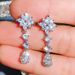 Cao Shi bride jewelry necklace three piece set super flash flower water drop zircon jewelry Korean women's Necklace Set_ipsvogv.com