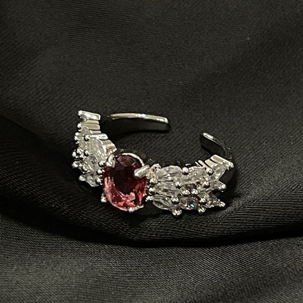 Red Inlaid Full Zircon Series Diamond Open With Adjustable Ring, Unique Design, High End Versatile Finger Ring , Design,_ipsvogv.com