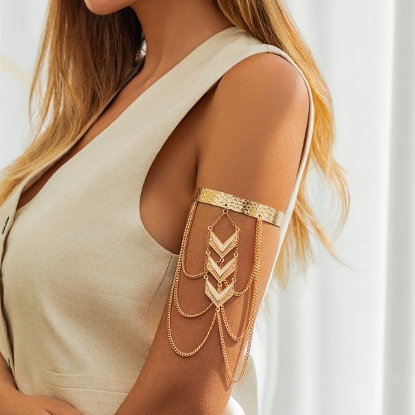 Ethnic Style Arrow Tassel Arm For Women Bohemian Beach Vacation Chain Opening Bracelet_ipsvogv.com