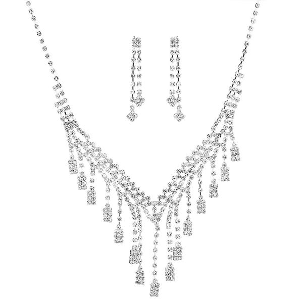 2025 Claw Rhinestone Earrings Bracelet Set Dress Evening Necklace Clavicle Chain Accessories_ipsvogv.com