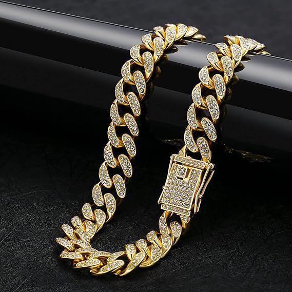 Personalized Hip Hop Men's Universal Full 3mm Diamond Studded Gold-plated Necklace Cuban Chain_ipsvogv.com