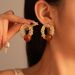 Vintage Metallic Wheat Ear Resin Geometric Silver Needle Earrings_ipsvogv.com