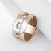 Women's Bohemian Multi Layer Gold Plated Leather With Diamond Plate Round Buckle Bracelet_ipsvogv.com
