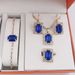 Crystal inlaid suit square necklace bracelet earrings ring four-piece bridal jewelry_ipsvogv.com