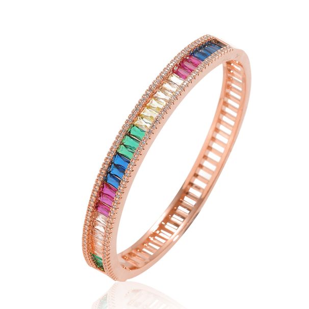 Unisex Hip Hop 8mm Colorful Bracelet Hidden Buckle Female Niche Light Luxury Ladder Square Zircon Personality Trend Accessories_ipsvogv.com