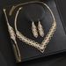 Jewelry Rhinestone Necklace Earrings Bracelet Three-Piece Set Bride Wedding Evening Party Accessories_ipsvogv.com