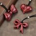 Autumn Winter Burgundy Ribbon Bow Pendant Necklace For Women Heart Ankola Red Long Sweater Chain Versatile Accessory_ipsvogv.com