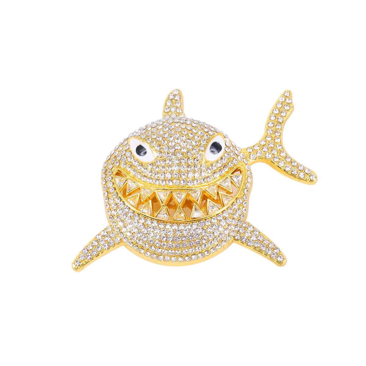 Unisex Alloy Necklace For Men And Women Cool Big Shark Pendant Hip Hop Personality Fashion Rap Diamond Pendant_ipsvogv.com