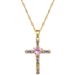 】 Pink 【 Cross Light Luxury Charm Gorgeous Full Diamond Necklace Women's Versatile Clavicle Titanium Steel Chain 【 】_ipsvogv.com