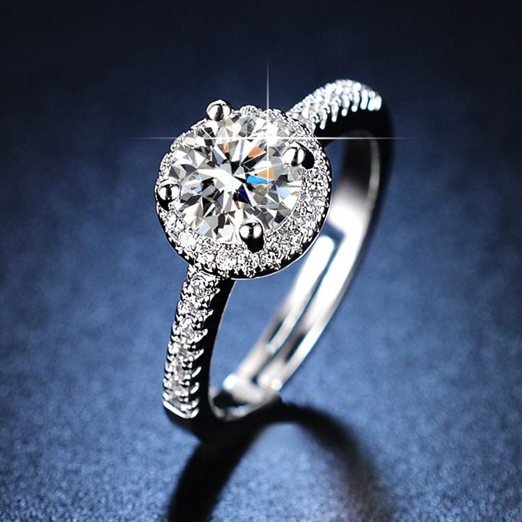 Hot selling fashionable wo's luxury open mouth round bag, one carat simulated moissani diamond engaget ring for_ipsvogv.com
