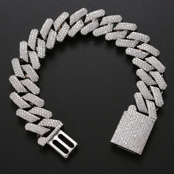 Jewelry 20mm Cuban Chain Genuine Gold Plated Zircon Hiphop Men's Diamond Set Bracelet_ipsvogv.com