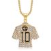 New Hip-Hop Jewelry Stainless Steel Gold-Plated Full Diamond Soccer Epoxy No. 10 Jersey Pendant Necklace_ipsvogv.com