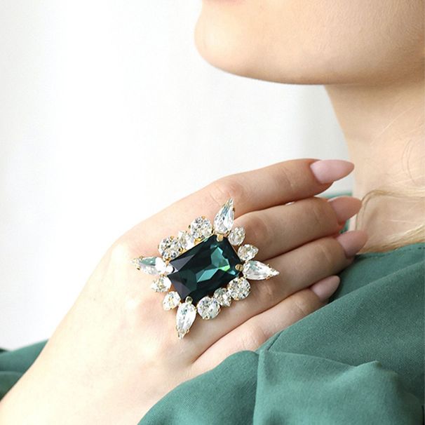 Opening Rhinestone Ring Bridal Bracelet Full Diamond Simple Retro All-match Square Ring_ipsvogv.com