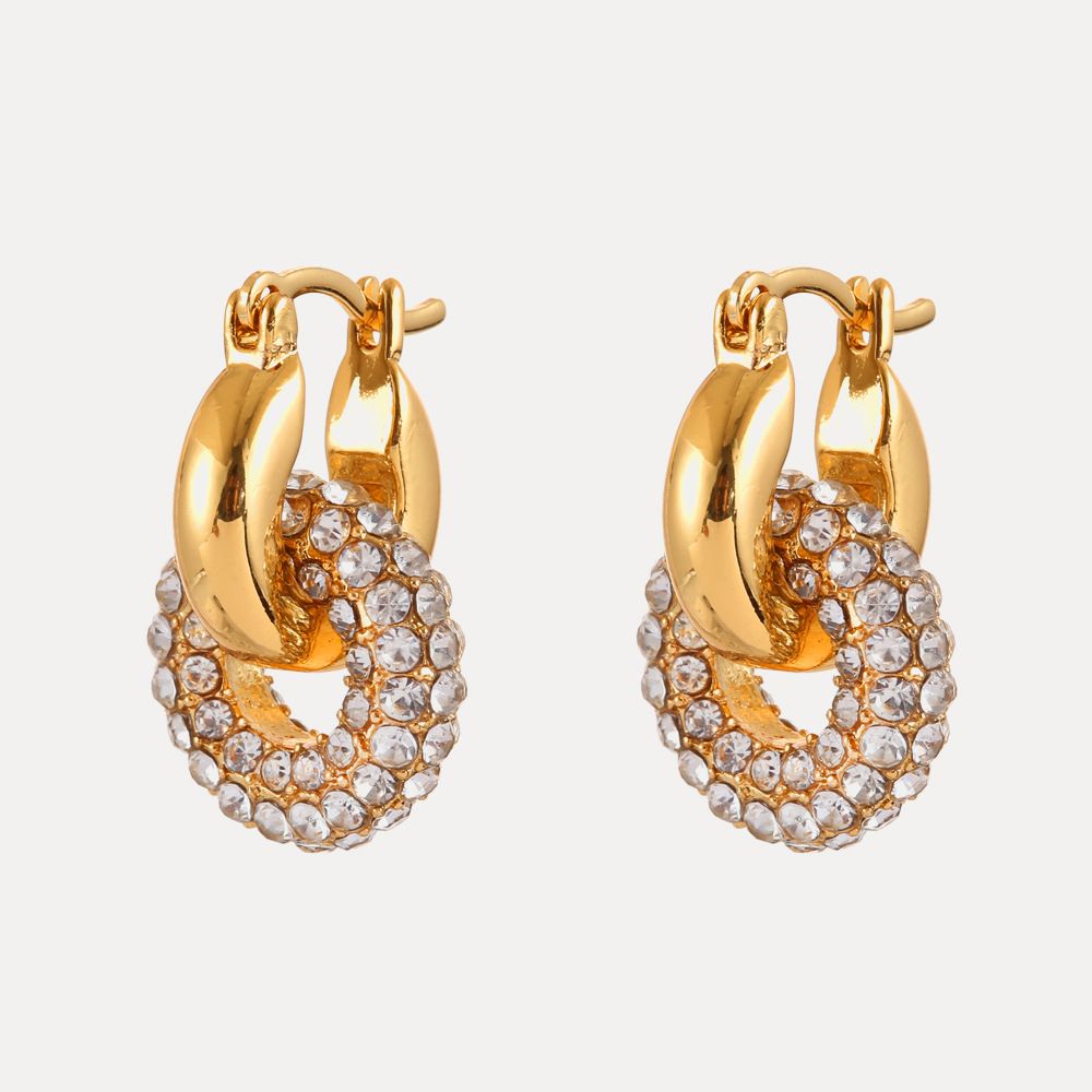 Women's Jewelry Copper Geometric Round Zircon Earrings Niche Earrings Light Luxury Zircon Inlaid Fashionable Earrings_ipsvogv.com