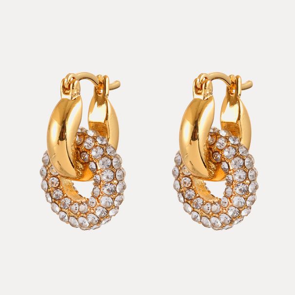 Women's Jewelry Copper Geometric Round Zircon Earrings Niche Earrings Light Luxury Zircon Inlaid Fashionable Earrings_ipsvogv.com
