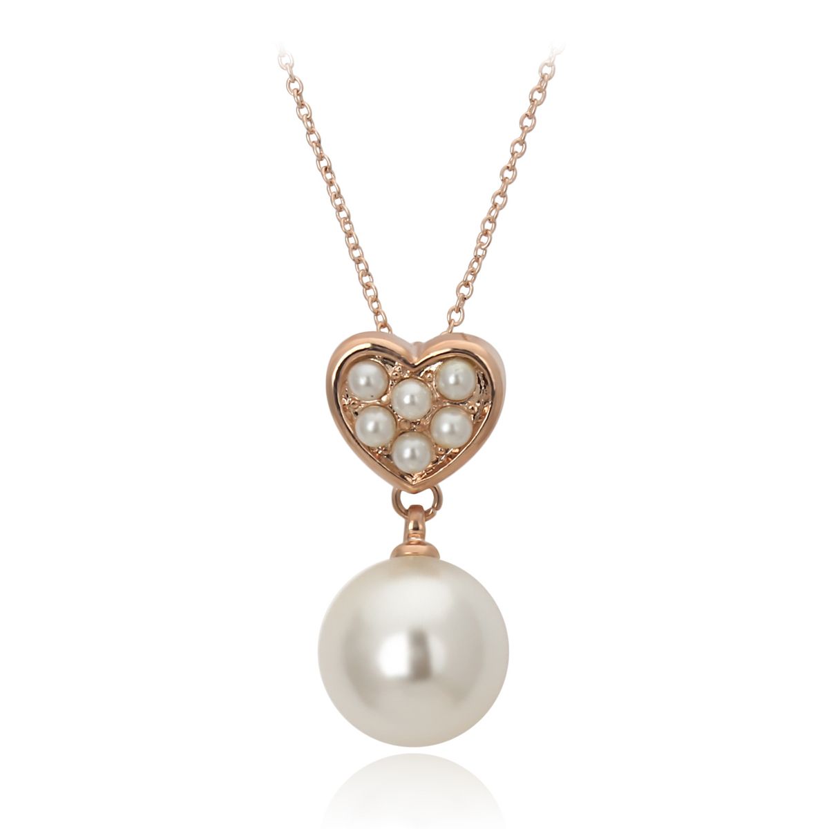 Unisex Fashion Simple Heart shaped Pearl Pendant Necklace Plated Rose Necklace Hot selling Accessories_ipsvogv.com