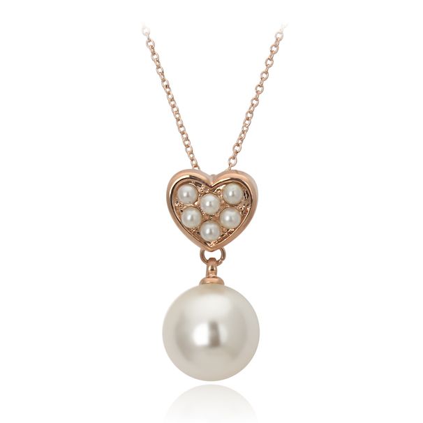 Unisex Fashion Simple Heart shaped Pearl Pendant Necklace Plated Rose Necklace Hot selling Accessories_ipsvogv.com