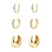 Brass With Real Gold Plating, Hot Selling Across Europe And America, Simple And Stylish Zircon Inlaid Ladies' Earrings And Hoop Three Piece Set_ipsvogv.com