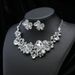 Exaggerated Necklace Earring Set Women's Fashion Alloy Chain Flower Bride Accessories_ipsvogv.com