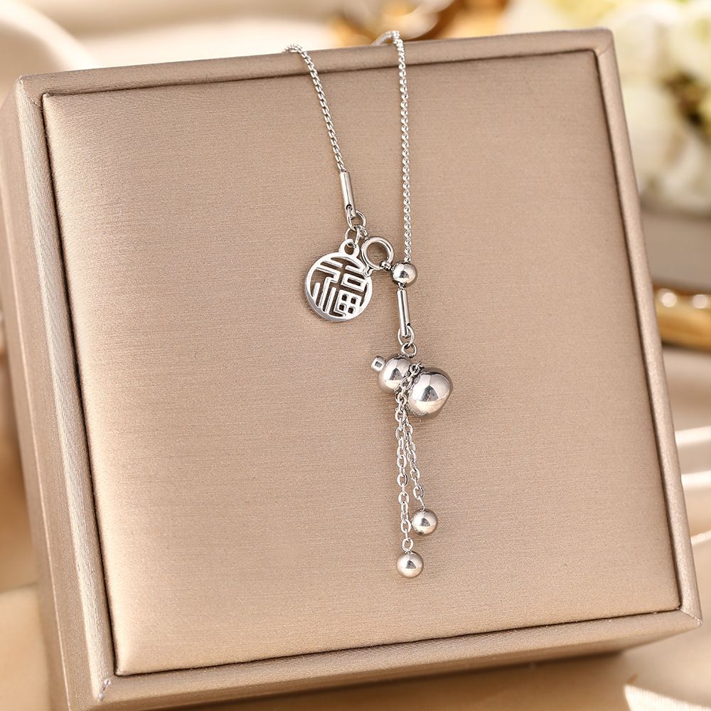 Chinese Style Wealth Attracting Gourd Titanium Steel Necklace, Women's Ins, Light Luxury And High-end Design, Lucky_ipsvogv.com