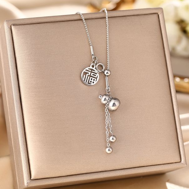 Chinese Style Wealth Attracting Gourd Titanium Steel Necklace, Women's Ins, Light Luxury And High-end Design, Lucky_ipsvogv.com